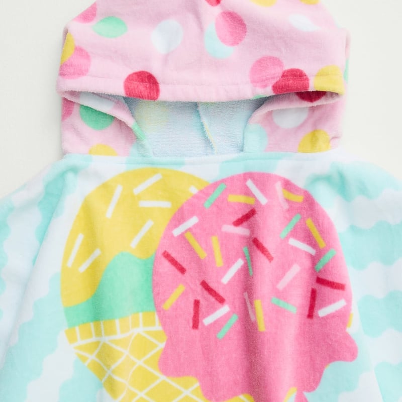 Kids Ice Cream Sundae Beach Hooded Towel