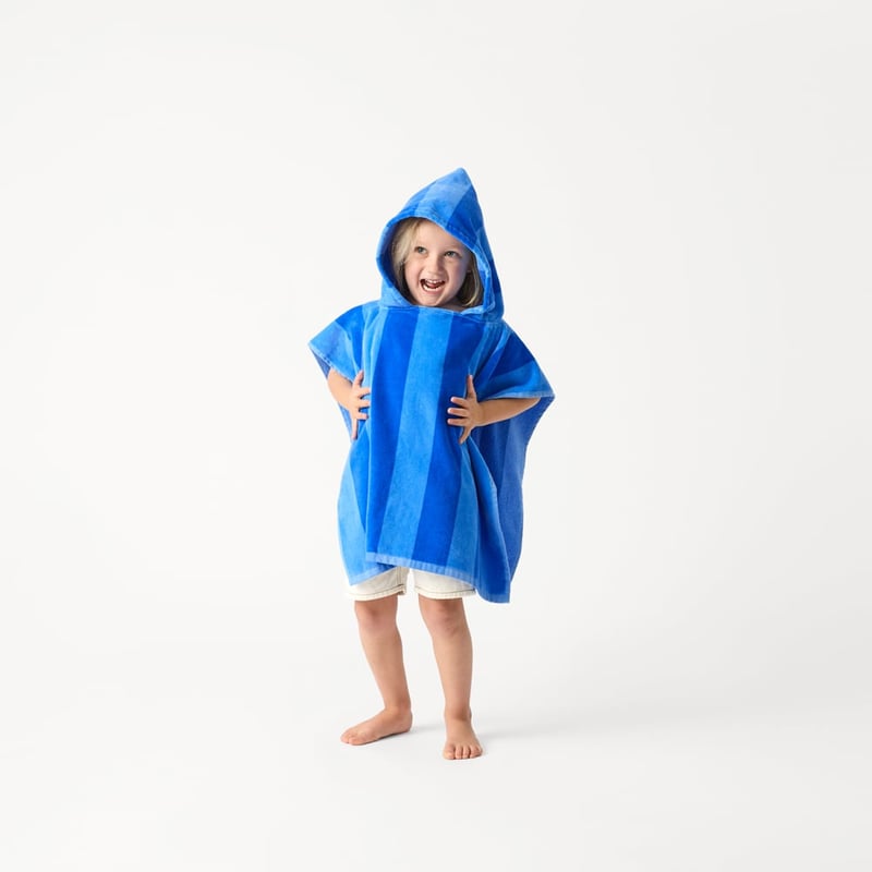 Kids Blue Stripe Beach Hooded Towel
