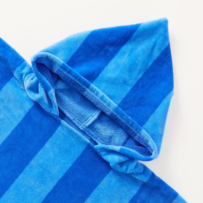 Kids Blue Stripe Beach Hooded Towel