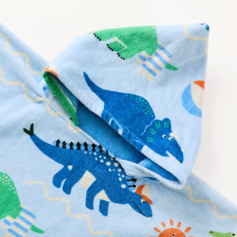 Kids Dino Surf Beach Hooded Towel 