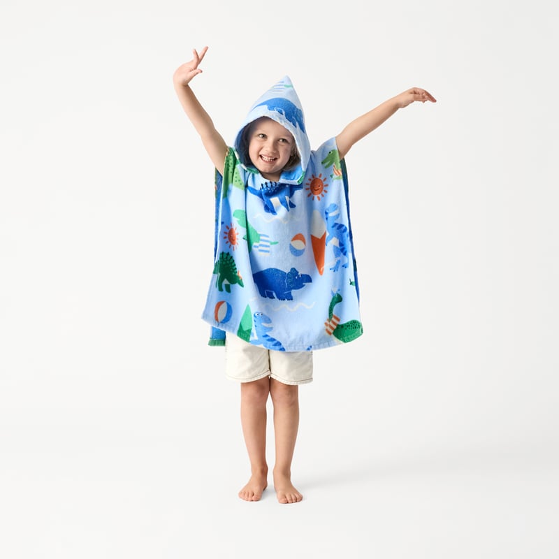 Kids Dino Surf Beach Hooded Towel 