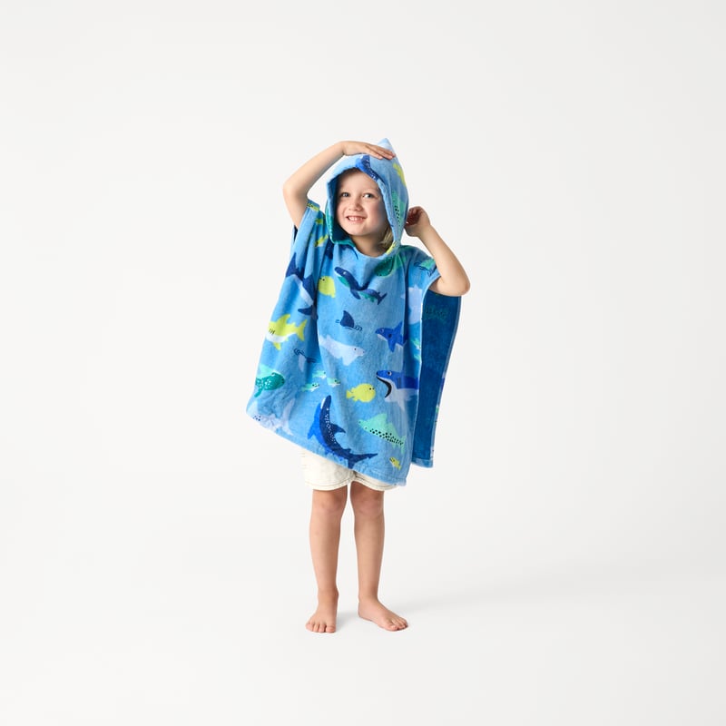 Kids Swimming Shark Beach Hooded Towel