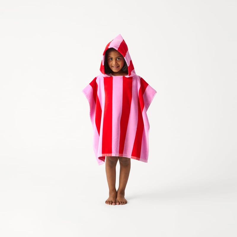 Kids Pink & Red Stripe Beach Hooded Towel