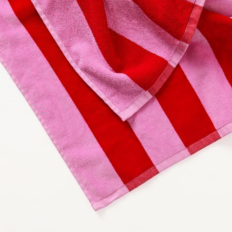 Kids Pink & Red Stripe Beach Hooded Towel