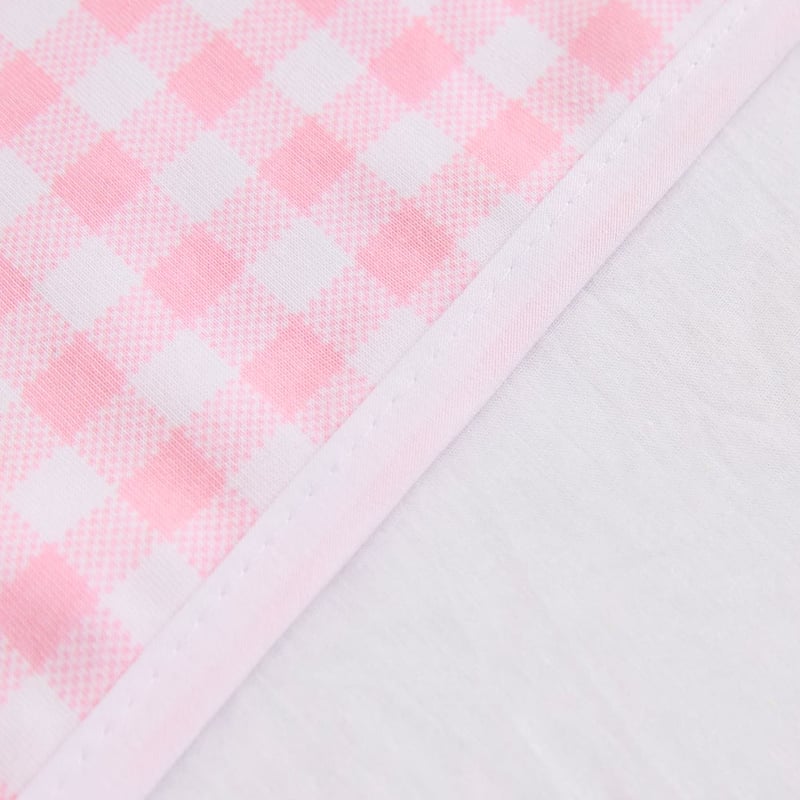 Kids Bed Waterproof Pink Gingham Top Sheet Protector