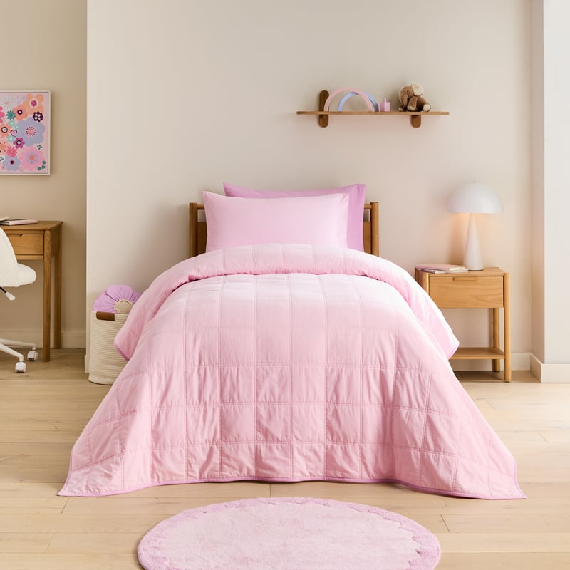 Stonewashed Pink & Lilac Quilted Coverlet