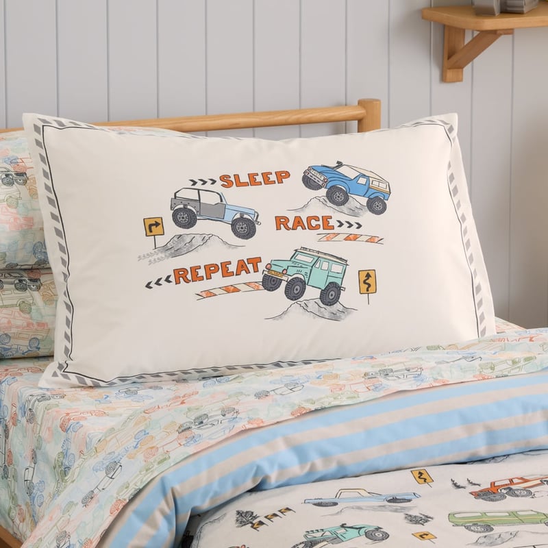 Traffic Jam Sleep Race Repeat Text Pillowcase
