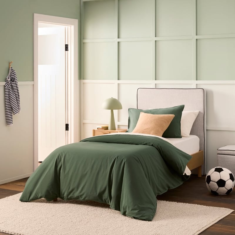 Stonewashed Natural Dark Green Quilt Cover Set