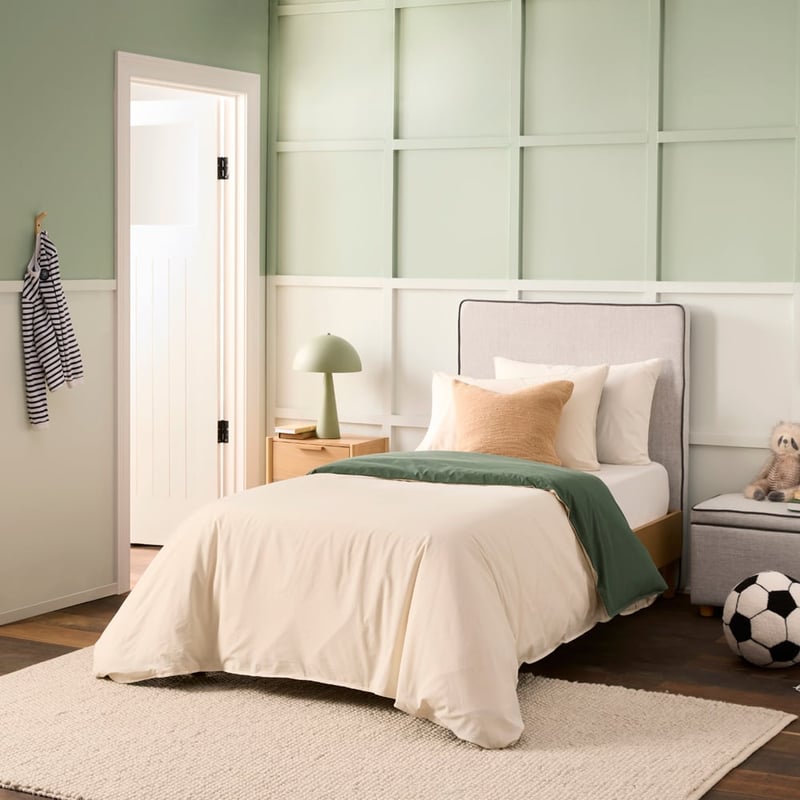 Stonewashed Natural Dark Green Quilt Cover Set