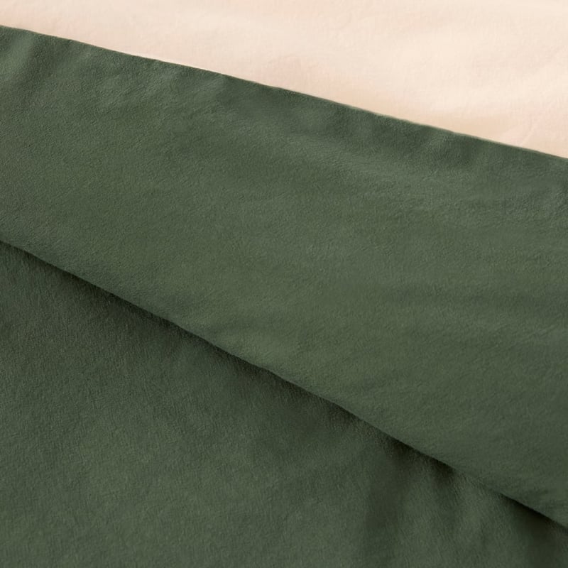 Stonewashed Natural Dark Green Quilt Cover Set