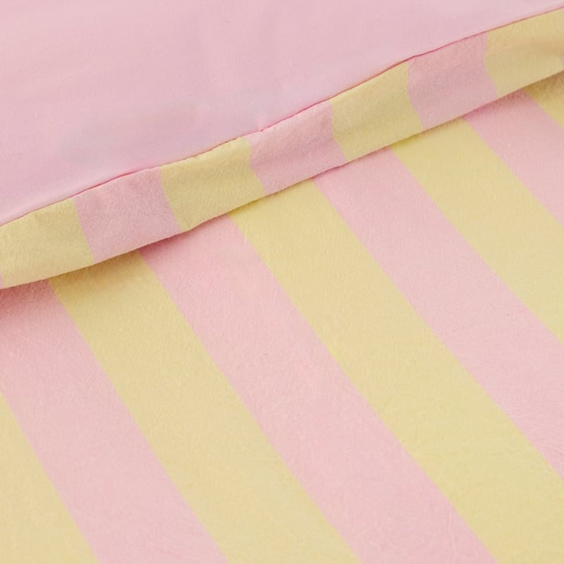 Stonewashed Pink & Lemon Ruffle Stripe Quilt Cover Set