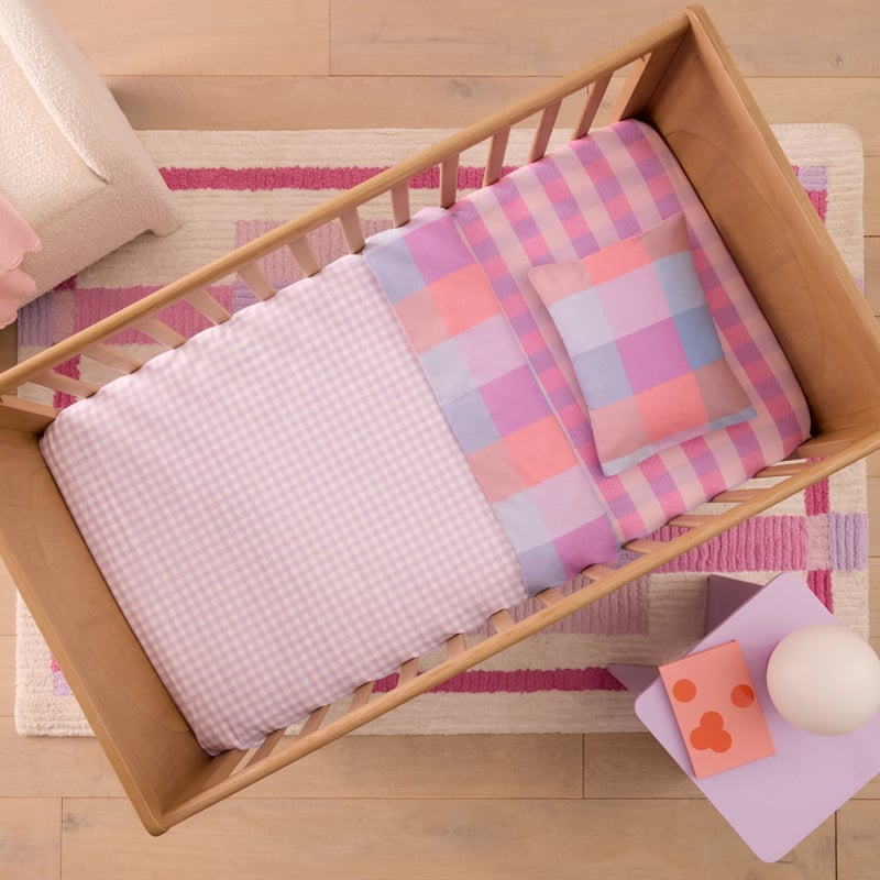 Parker Check Pink Flannelette Cot Quilt Cover Set
