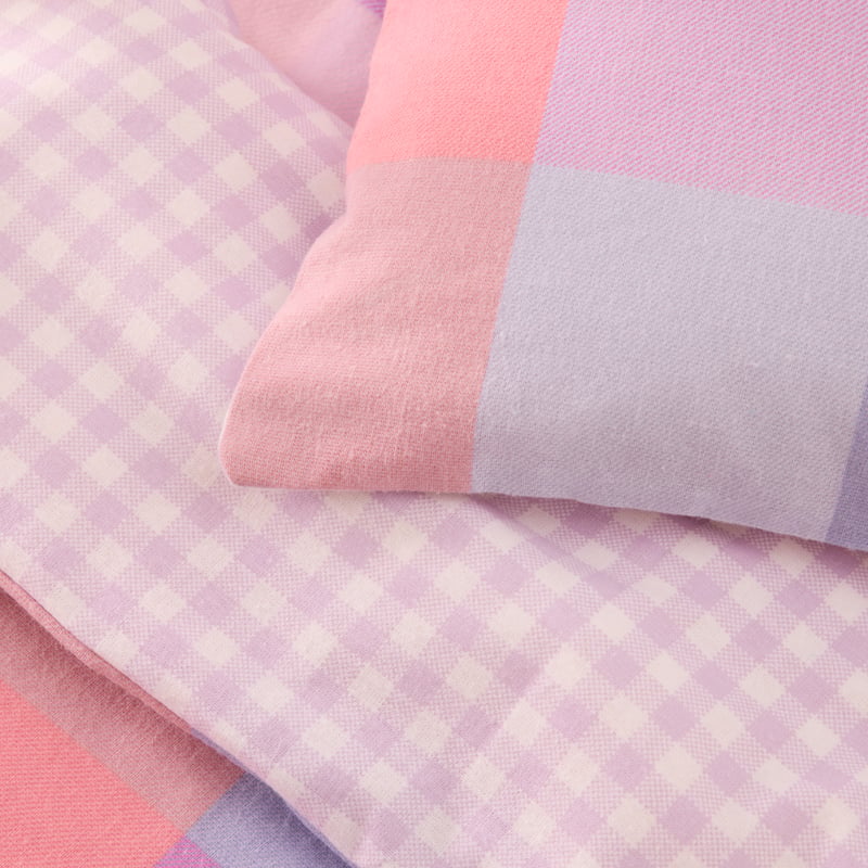 Parker Check Pink Flannelette Cot Quilt Cover Set