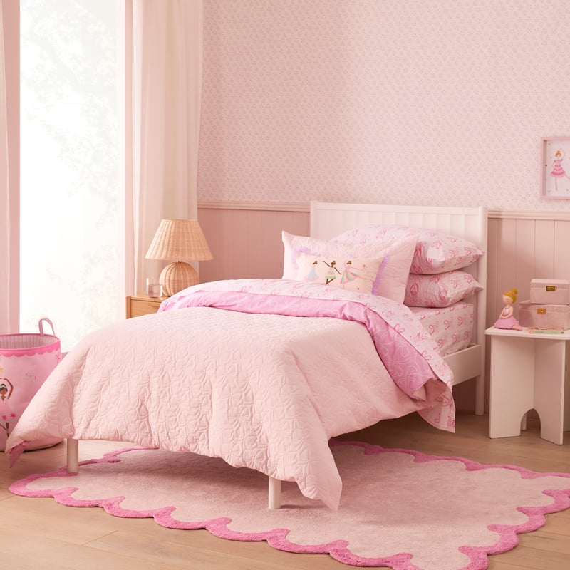 Bow Pink Quilted Quilt Cover Set
