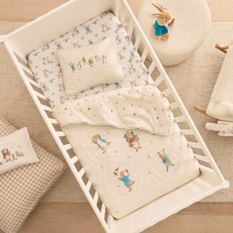 Peter Rabbit Natural Quilted Cot Quilt Cover Set