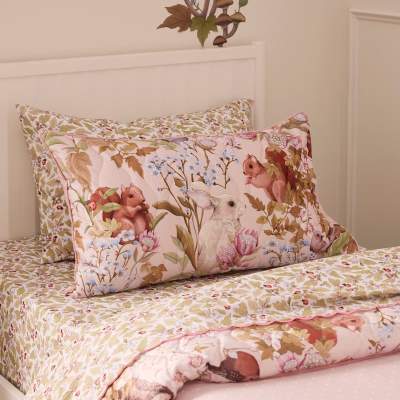 Fleur Harris Woodland Quilted Velvet Bedlinen Pink
