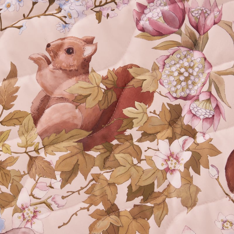 Fleur Harris Woodland Pink Velvet Quilted Cot Quilt Cover Set