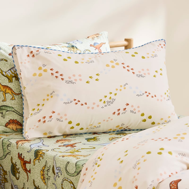 Dino Walk Natural Quilt Cover Set