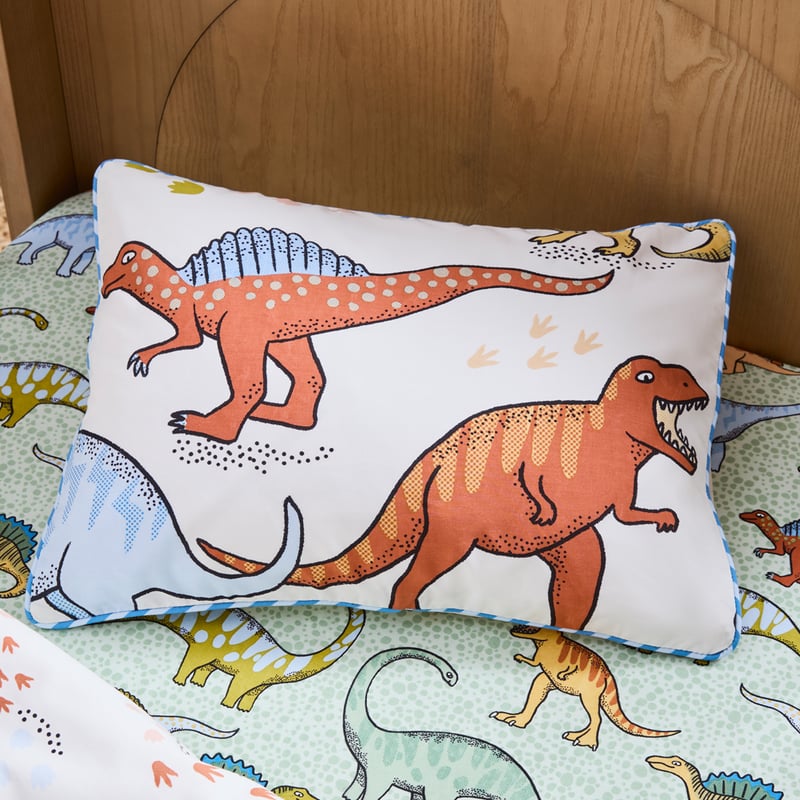 Dino Walk Natural Cot Quilt Cover Set
