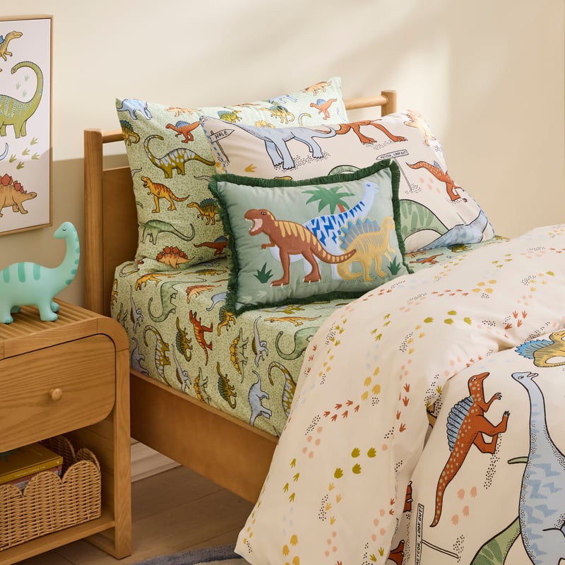 Dino Walk Natural Quilt Cover Set