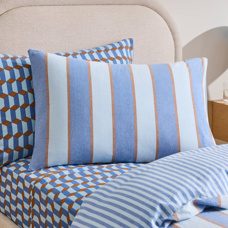 Stonewashed Chocolate Dallas Stripe Quilt Cover Set