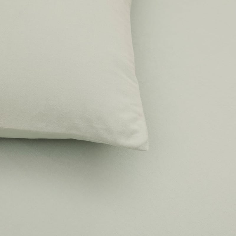 Stonewashed Cotton Soft Sage Fitted Sheet Set