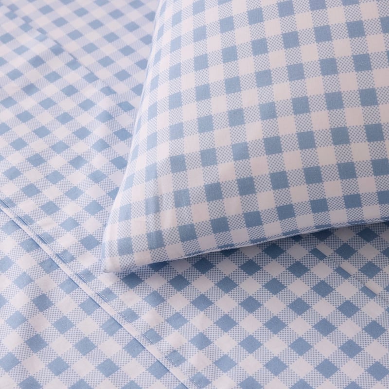 Rylee Soft Blue Gingham Sheet Set