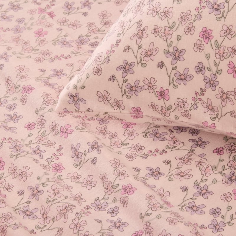 Gracie Floral Soft Pink Flannelette Sheet Set