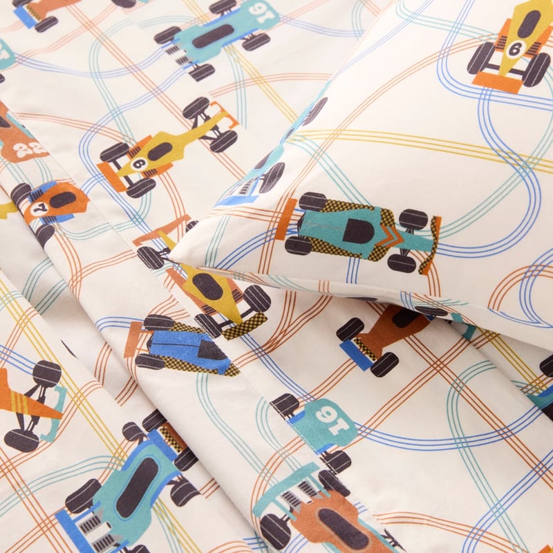 Speedy Race Car Off White Sheet Set