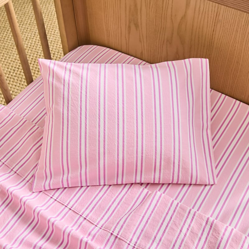 Pippa Pink Stripe Cot Sheet Set