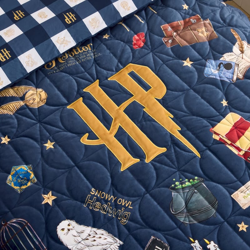 Harry Potter Hogwarts Navy Quilted Quilt Cover Set