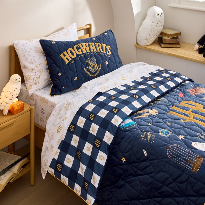 Harry Potter Hogwarts Navy Quilted Quilt Cover Set