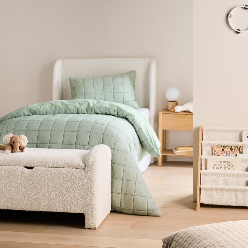 White Boucle Bookshelf