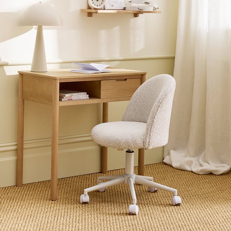 Snow White Boucle Desk Chair