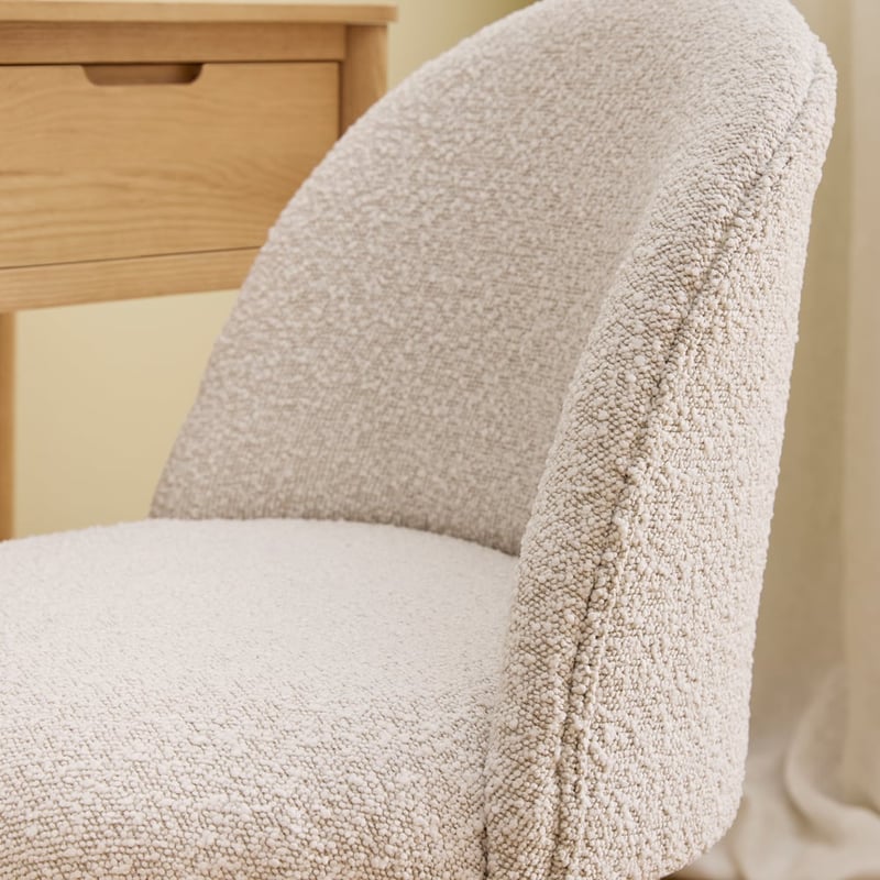 White Boucle Kids Desk Chair