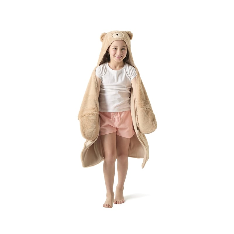 Bertie Bear Natural Character Hooded Blanket
