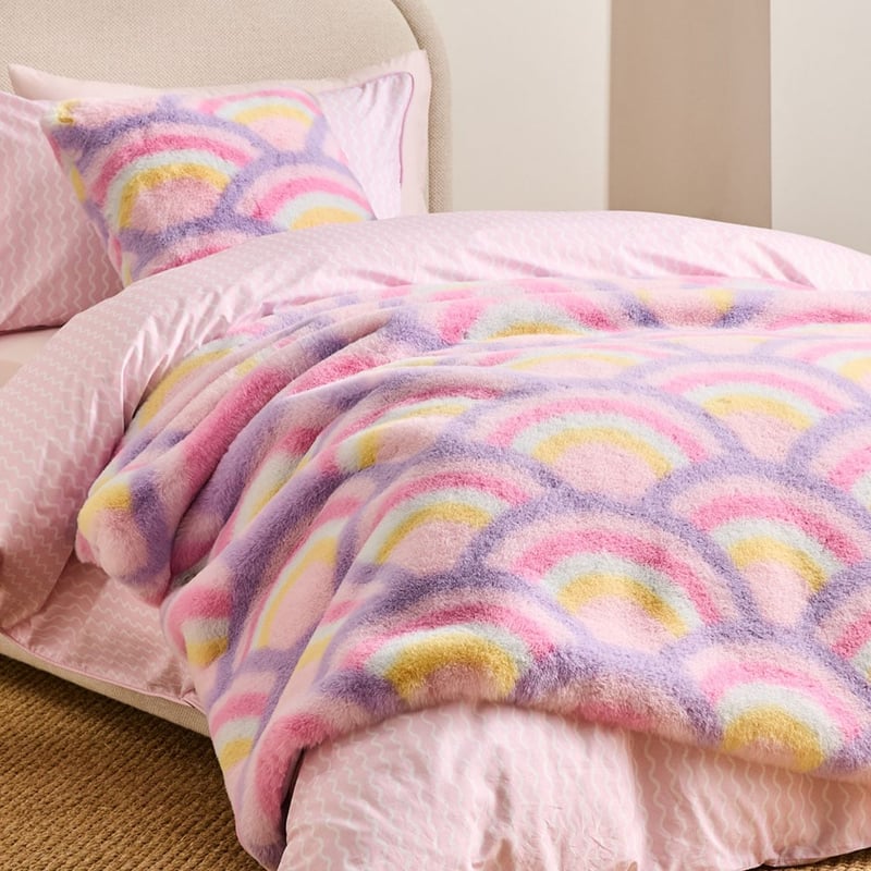 Frankie Rainbow Faux Fur Throw