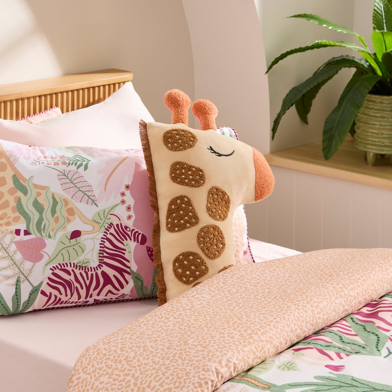 Neutral Jungle Party Giraffe Tufted Cushion