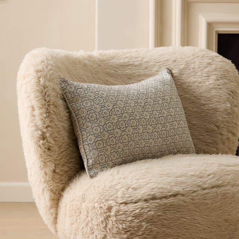 Delhi Star Tile Linen Woodblock Cushion