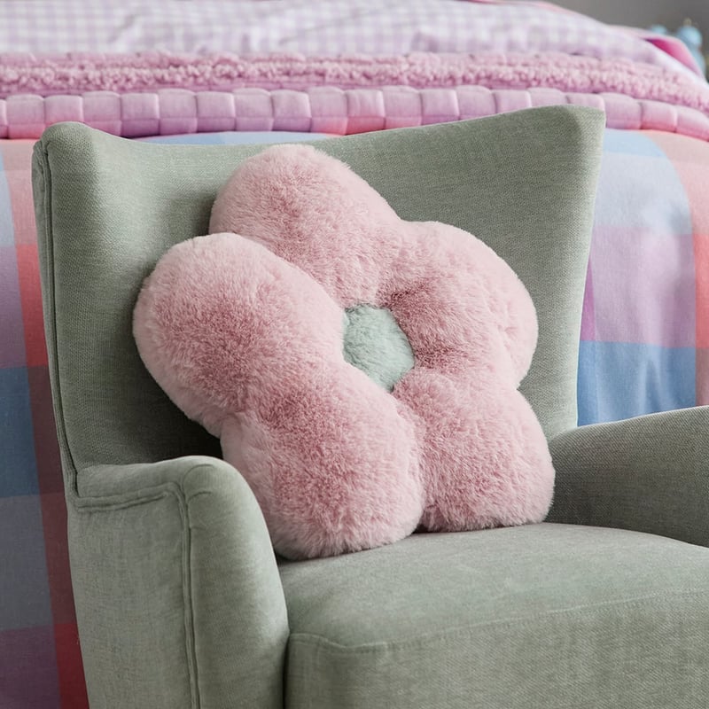 Frankie Multi Flower Faux Fur Shaped Cushion