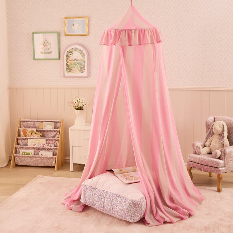 Heirloom Pinks Stripe Ruffle Canopy