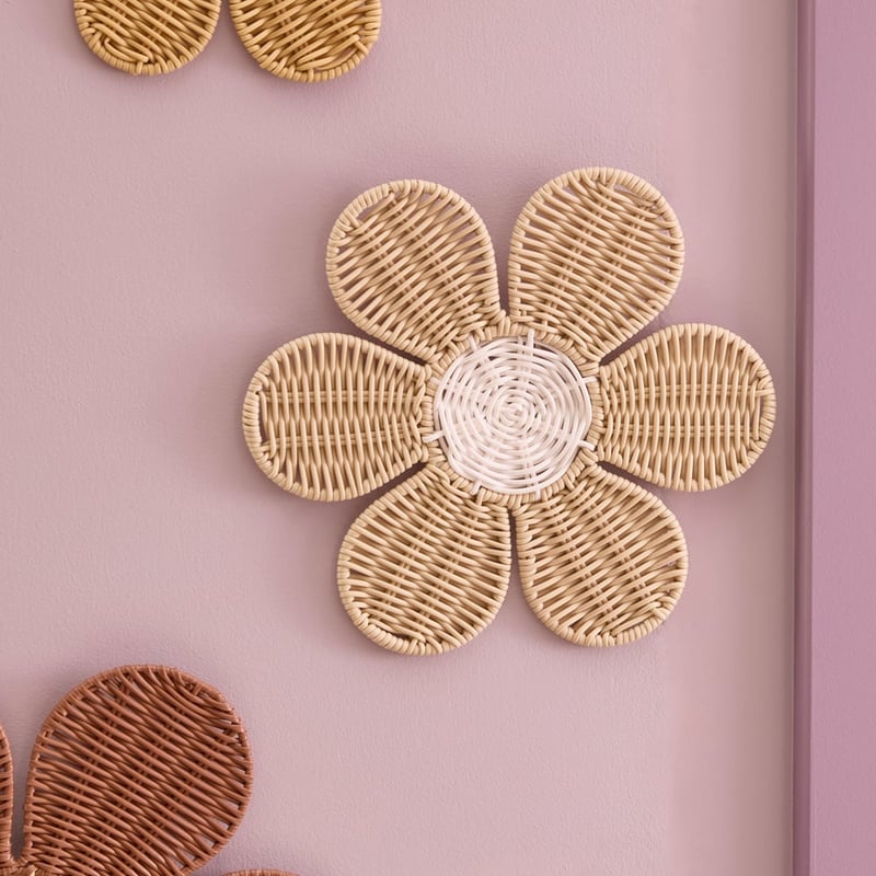 Flower Poly Rattan Wall Décor Pack of 3