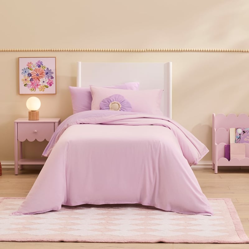 Stonewashed Cotton Chambray Pink & Lilac Quilt Cover Set