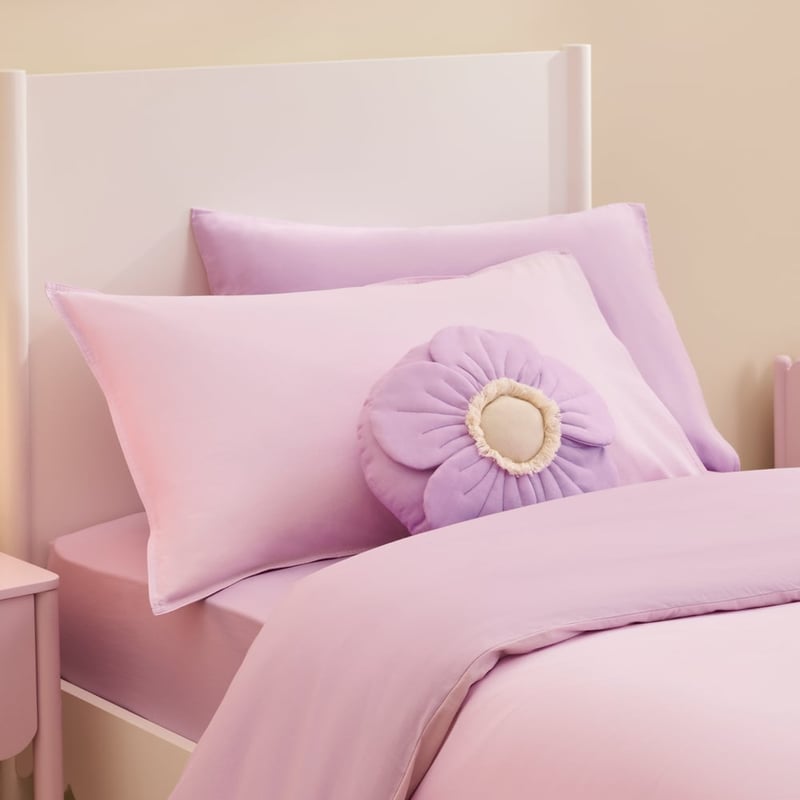 Stonewashed Cotton Chambray Pink & Lilac Quilt Cover Set
