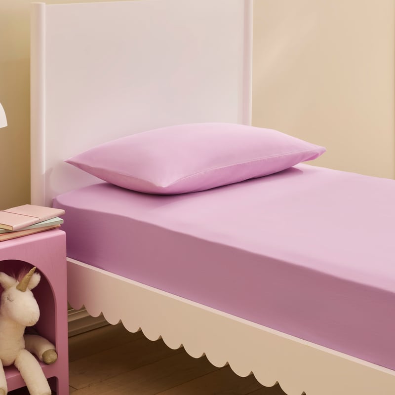 Stonewashed Cotton Lilac Fitted Sheet Set