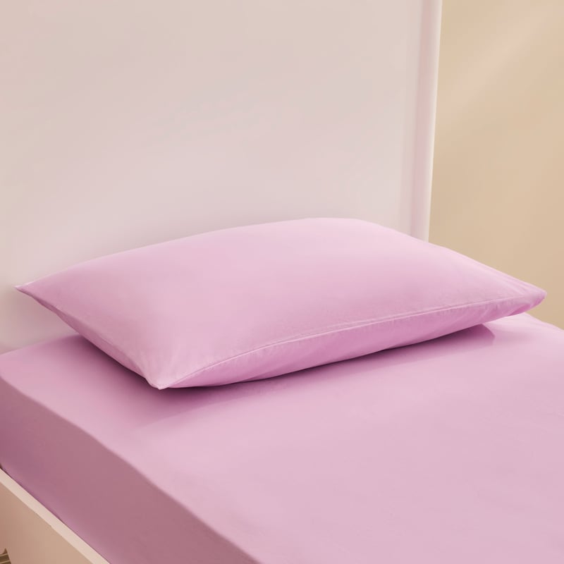 Stonewashed Cotton Lilac Fitted Sheet Set