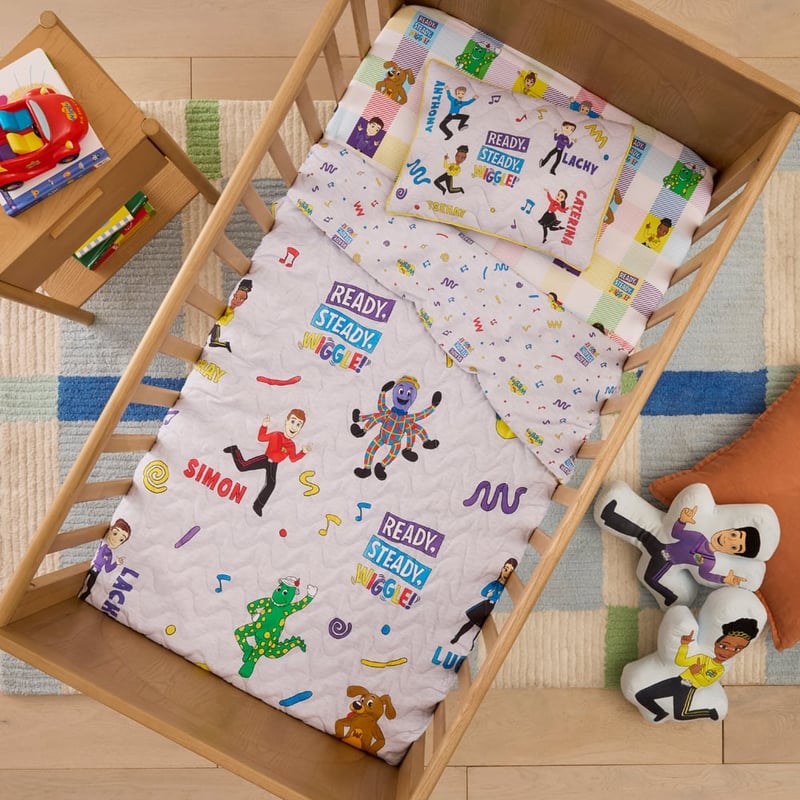 The Wiggles Grey Marle Quilted Cot Quilt Cover Set