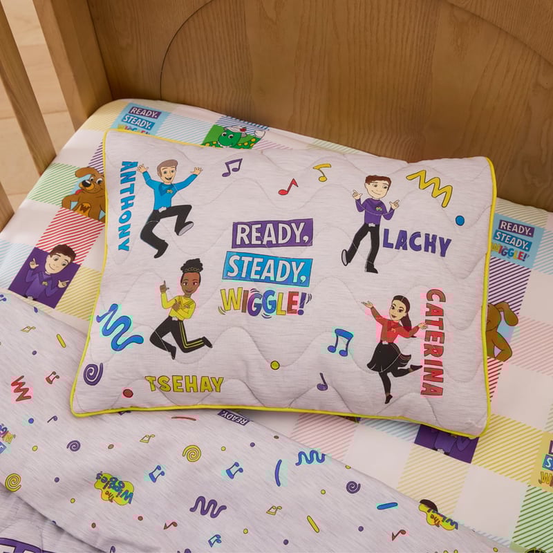 The Wiggles Grey Marle Quilted Cot Quilt Cover Set