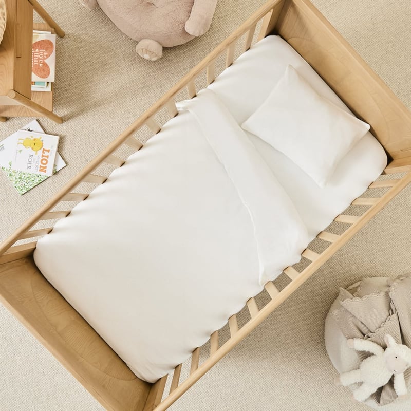 Jersey Pointelle Off White Cot Quilt Cover Set