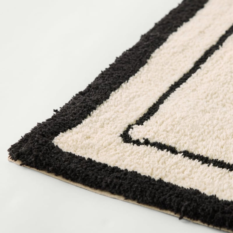 Windowpane Natural & Black Bath Mat